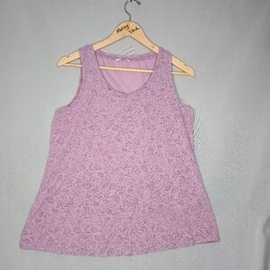 La Vie En Rose Pajama Top In Pink With Delicate Floral Pattern Size M